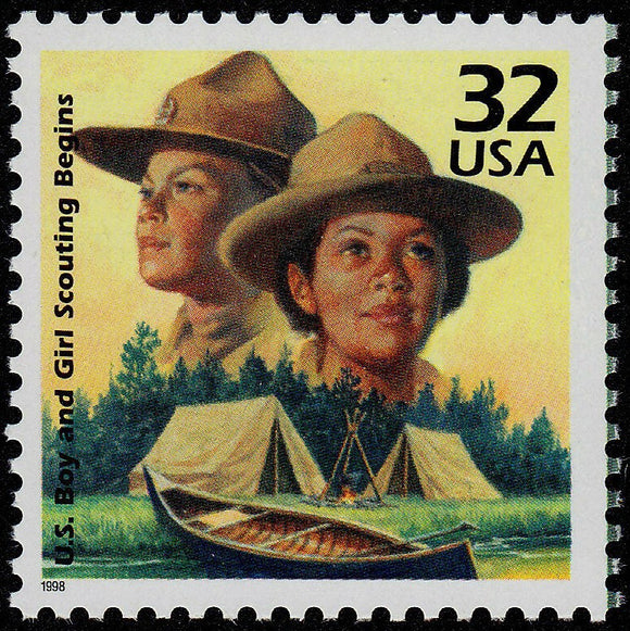 1998 Boy & Girl Scouts Scouting Founding Single 32c Postage Stamp - MNH, OG - Sc# 3183j