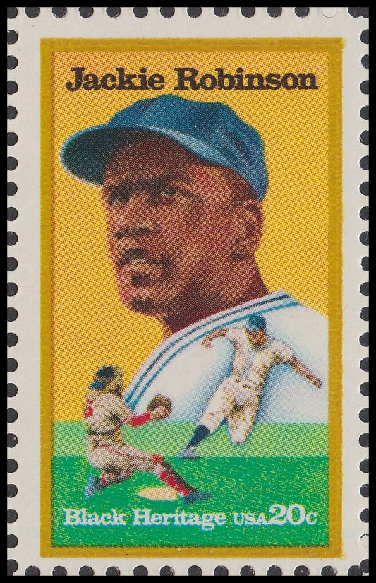1982 Jackie Robinson Single 20c Postage Stamp - Scott 2016 - MNH, OG - DS156a