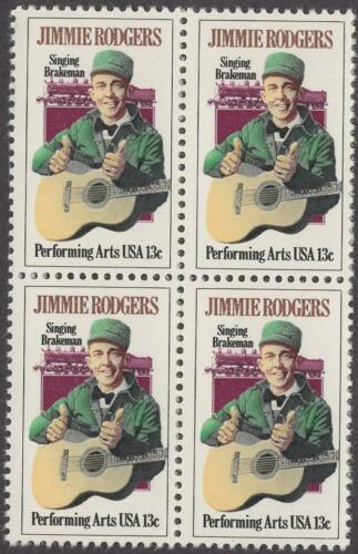 1978 Jimmie Rodgers Block of 4 13c Postage Stamps - MNH, OG - Scott 1755