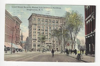 Posted 1913 USA Postcard - Court Street Street Scene, Binghamton, NY (AT82)