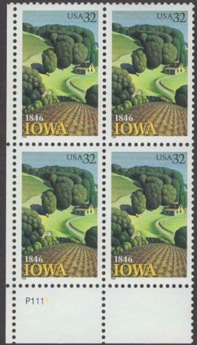 1996 Iowa Statehood Plate Block of 4 32c Postage Stamps - MNH, OG - Scott 3088