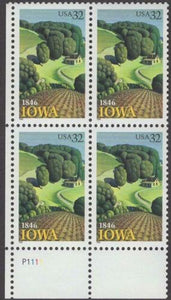 1996 Iowa Statehood Plate Block of 4 32c Postage Stamps - MNH, OG - Sc# 3088