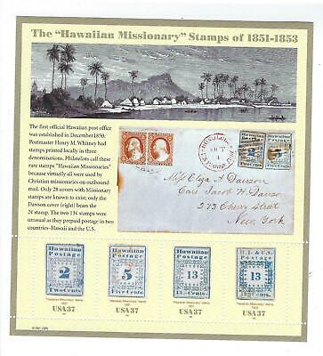 2002 Hawaii Missionary Sheet Of 4 37c Postage Stamps - Scott 3694, MNH, OG - (CW73)