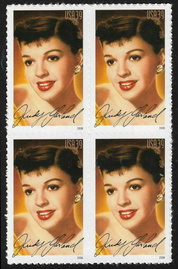 2006 Judy Garland Block Of 4 39c Postage Stamps - Sc# - 4077 - MNH, OG - CX734