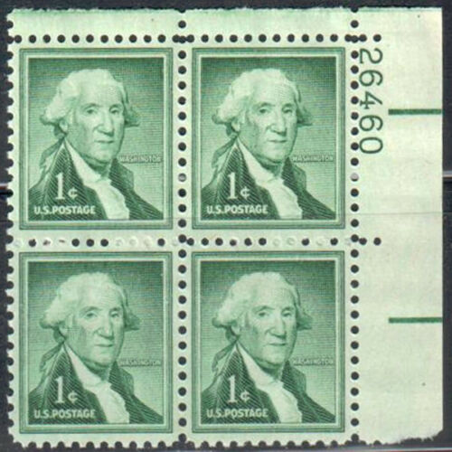 1954-68 - George Washington Plate Block of 4 1c Postage Stamps - Scott 1031 - MNH, OG - CX565