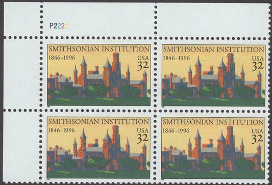 1996 Smithsonian Institution Plate Block of 4 32c Postage Stamps - MNH, OG - Scott 3059