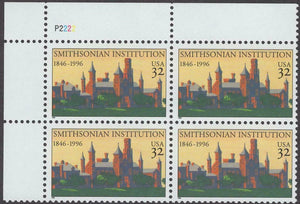1996 Smithsonian Institution Plate Block of 4 32c Postage Stamps - MNH, OG - Sc# 3059
