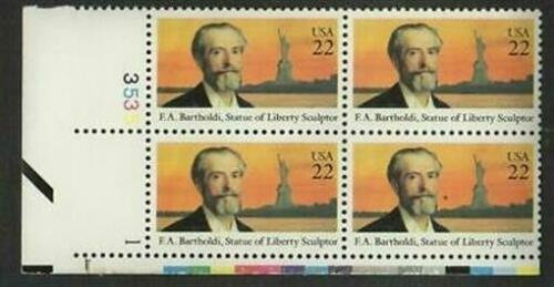 1985 F A Bartholdi Statue Of Liberty Sculptor Plate Block of 4 Postage Stamps - MNH, OG - Scott 2147
