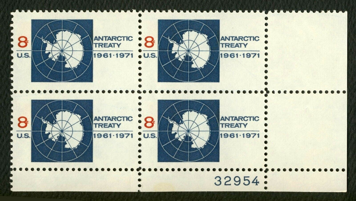 1971 Antarctic Treaty Plate Block Of 4 8c Postage Stamps - Scott 1431 - MNH, OG - CX525