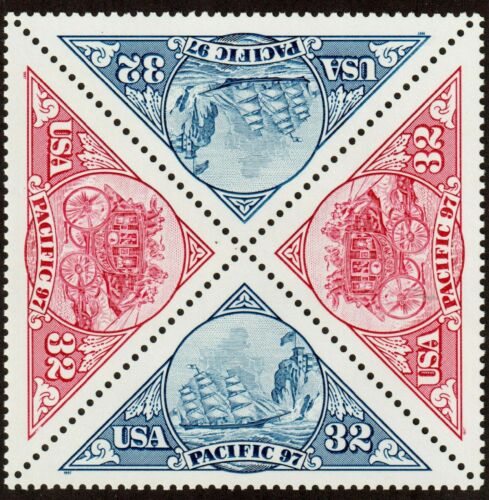 1997 USA Pacific 97 Stamp Show Block Of 4 32c Postage Stamps - Scott 3130-3131 - MNH, OG - CW266a