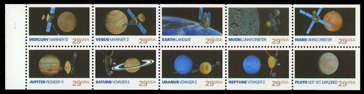 1991 Space Exploration Booklet Pane Of 10 29c Postage Stamps - Scott 2568-2577 - MNH, OG - CX537
