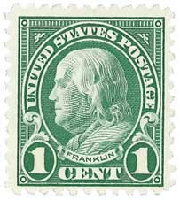 1922-25 Benjamin Franklin Single 1c Postage Stamp - Sc# 552 MNH, OG