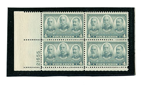 1937 Sampson, Dewey, and Schley Plate Block of 4 4c Postage Stamps - Sc# 793 - MNH,OG