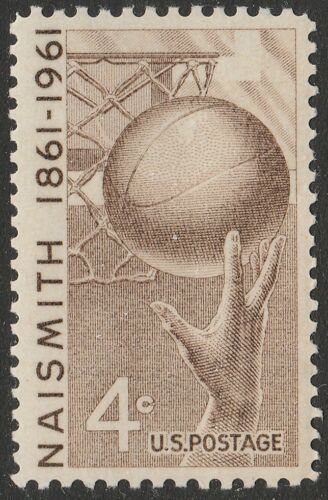 1961 - Naismith Basketball Single 4c Postage Stamp - Scott 1189 - MNH, OG - CX499a