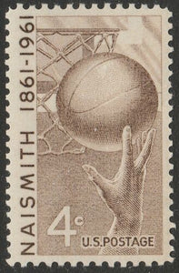 1961 - Naismith Basketball Single 4c Postage Stamp - Sc# 1189 - MNH, OG - CX499a