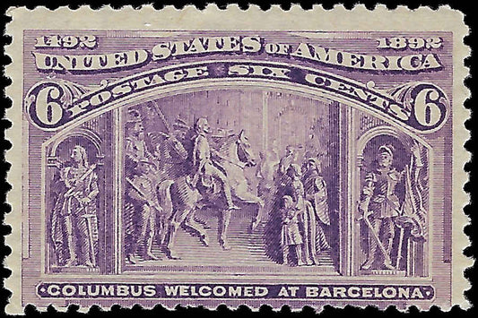 VEGAS - 1893 6c Columbian - Scott235 - Mint - Light Gum Disturbance