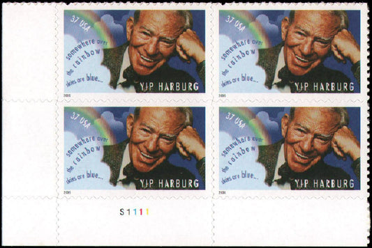 2005 Yip Harburg - Wizard Of Oz Lyrics Plate Block of 4 37c Postage Stamps - Scott 3905 - DR113a