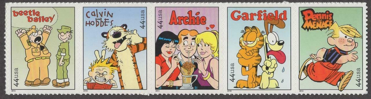 2010 Sunday Funnies Strip of 5 44c Postage Stamps - MNH, OG - Scott 4467-4471