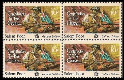 1975 Salem Poor Black Heritage Block of 4 10c Postage Stamps - MNH, OG - Scott 1560