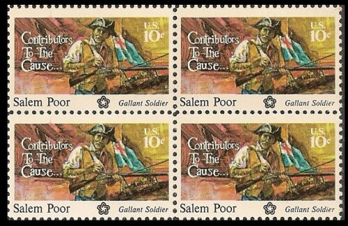 1975 Salem Poor Black Heritage Block of 4 10c Postage Stamps - MNH, OG - Sc# 1560