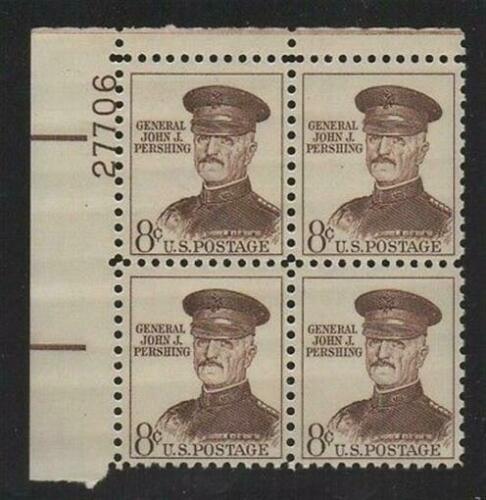 1954-68 John J Pershing Plate Block Of 4 8c Postage Stamps - Sc# 1042a Or 1214 - MNH, OG - CX508