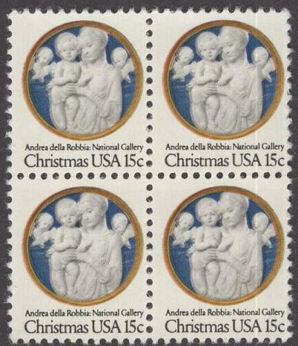 1978 Madonna & Child Andrea Block Of 4 15c Postage Stamps - Sc# 1768 - MNH - CW468b