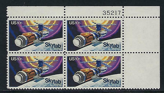 1974 Space Skylab Plate Block Of 4 10c Postage Stamps - Scott 1529 - MNH, OG - CX480