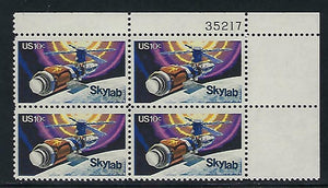 1974 Space Skylab Plate Block Of 4 10c Postage Stamps - Sc# 1529 - MNH, OG - CX480