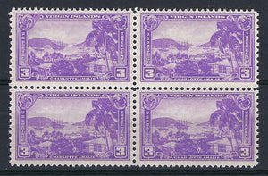 1937 Virgin Islands Block of 4 3c Postage Stamps - Sc# 802 - MNH,OG