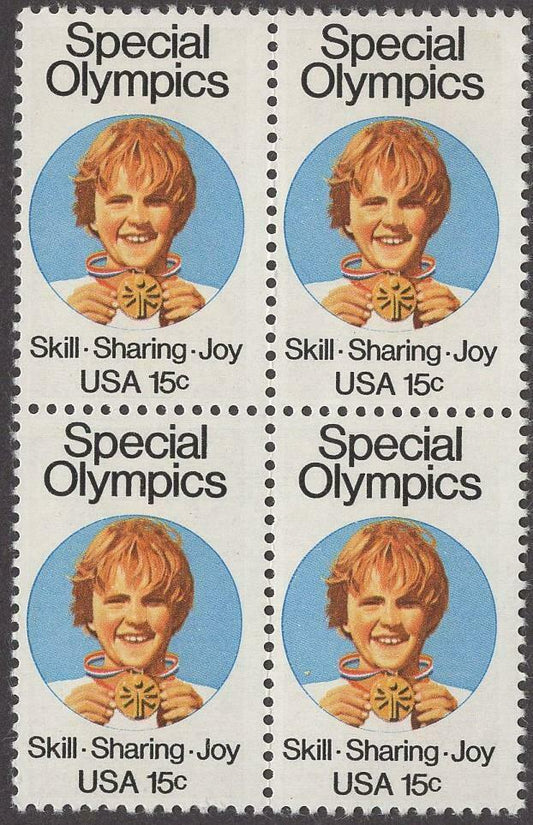 1979 Special Olympics Block of 4 15c Postage Stamps - MNH, OG - Scott 1788