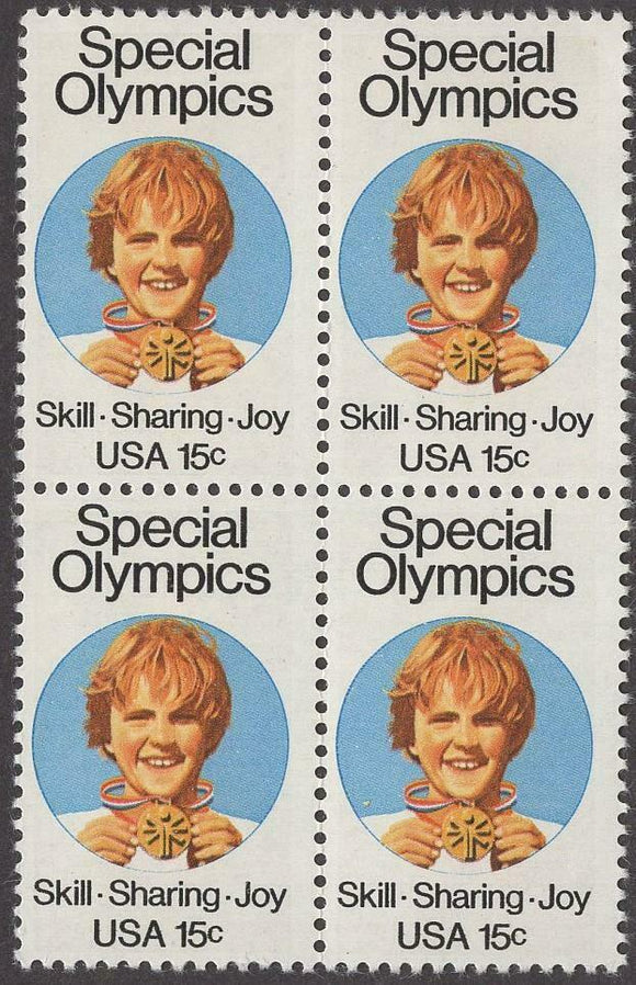 1979 Special Olympics Block of 4 15c Postage Stamps - MNH, OG - Sc# 1788