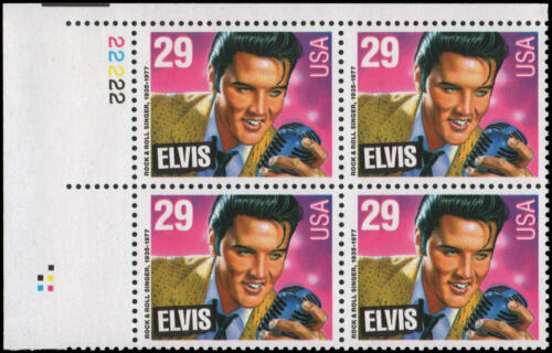 1993 Elvis Presley Plate Block Of 4 29c Postage Stamps - Sc 2721 - CW375c