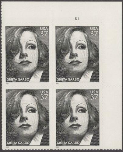 2005 Greta Garbo Plate Block of 4 37c Postage Stamps - MNH, OG - Scott 3943