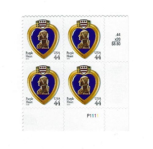2009 Purple Heart Medal Block of 4 44c Postage Stamps   -Scott 4390-  MNH,OG