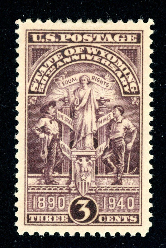 1940 Wyoming Statehood Single 3c Postage Stamp - Scott 897 MNH, OG