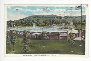 Posted 1933 USA Postcard -Swimming Pool, Johnson City, NY (AT121)