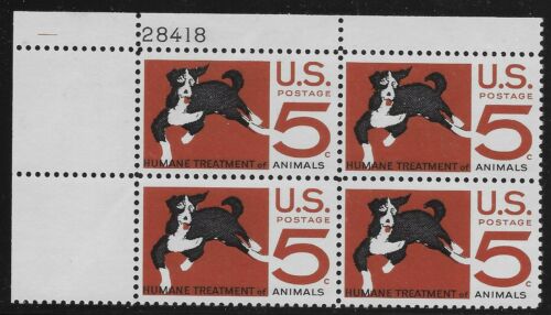 1966 Humane Treatment Of Animals Plate Block Of 4 5c Postage Stamps - MNH, OG -Scott 1307`- CX267