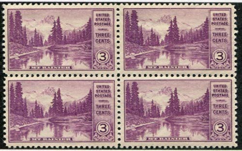 1934 Mt Rainier National Park Block of 4 3c Postage Stamps - Sc# 742 -  MNH,OG