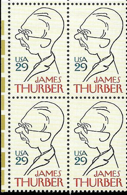 1994 James Thurber Block of 4 29c Postage Stamps - MNH, OG - Scott 2862