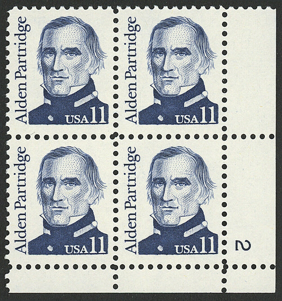 1985 Alden Partridge Plate Block of 4 11c Postage Stamps - MNH, OG - Sc# 1854