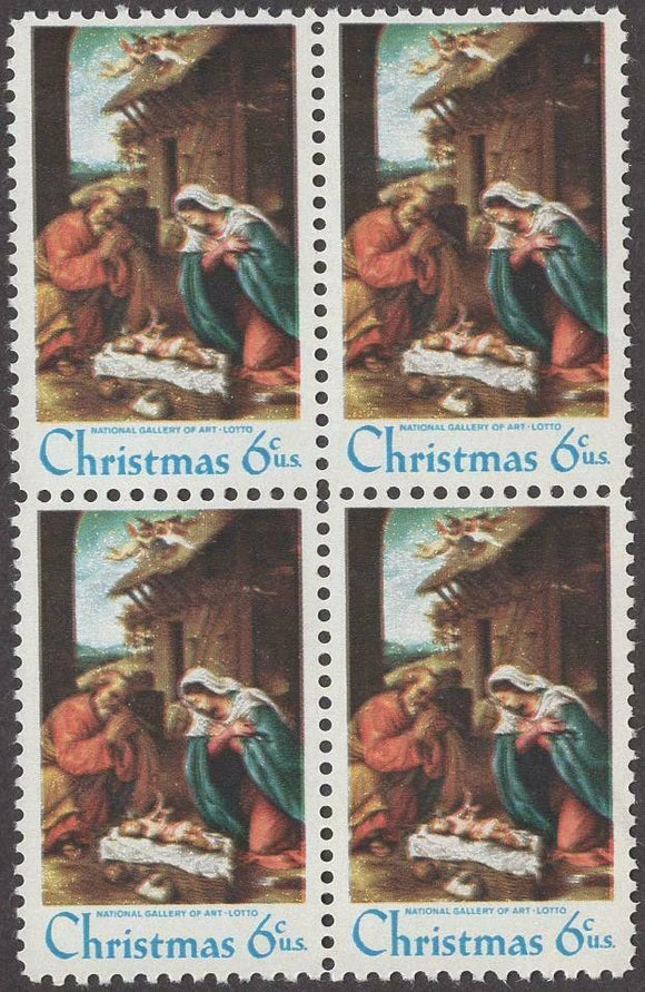 1970 -Christmas Nativity Block Of 4 6c Postage Stamps - Sc# 1414 - MNH, OG - CW300