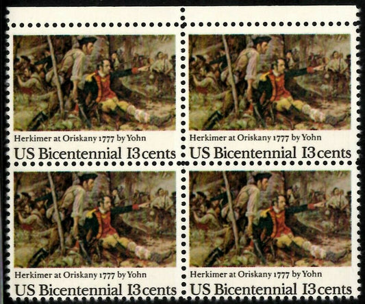 1977 USA Bicentennial Herkimer At Oriskany Block Of 4 13c Postage Stamps - Scott 1722 - MNH, OG - CW35b