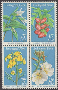 1979 Endangered Flora Block of 4 15c Postage Stamps - MNH, OG - Sc# 1783-1786
