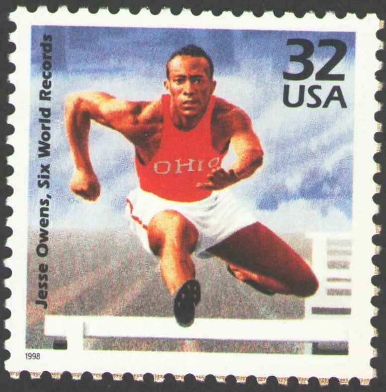 1998 Jesse Owens Olympics Black Heritage Single 32c Postage Stamp - MNH, OG - Scott 3185j