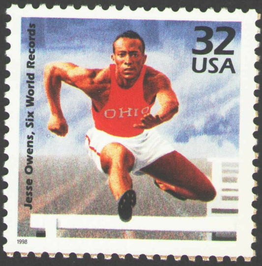 1998 Jesse Owens Olympics Black Heritage Single 32c Postage Stamp - MNH, OG - Scott 3185j