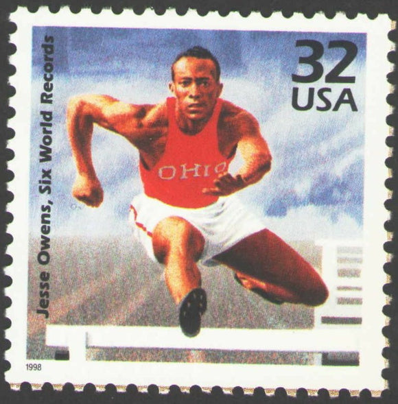 1998 Jesse Owens Olympics Black Heritage Single 32c Postage Stamp - MNH, OG - Sc# 3185j