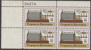 1973 Progress In Electronics Plate Block of 4 6c Postage Stamps - MNH, OG - Sc# 1500