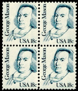1981 George Mason, Founding Father Block Of 4 18c Postage Stamps - Sc# 1858 - MNH - CX810