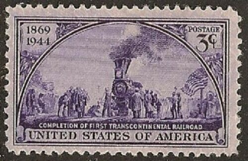 1944 Transcontinential Railroad Single 3c Postage Stamp - Scott 922 - MNH, OG -