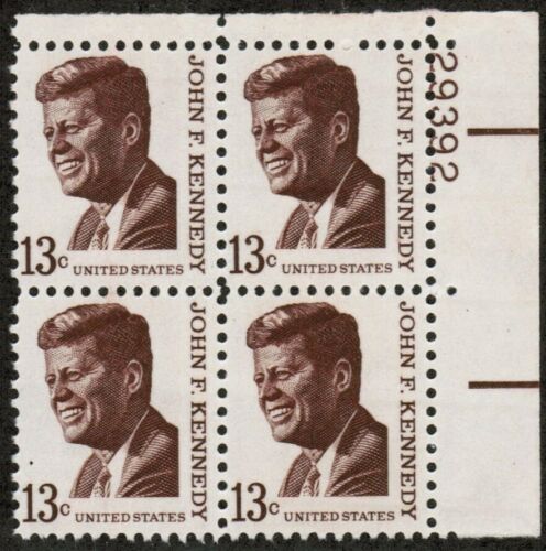 1965-78 - John F Kennedy Plate Block Of 4 13c Postage Stamps - Scott 1287 - MNH, OG - CX486